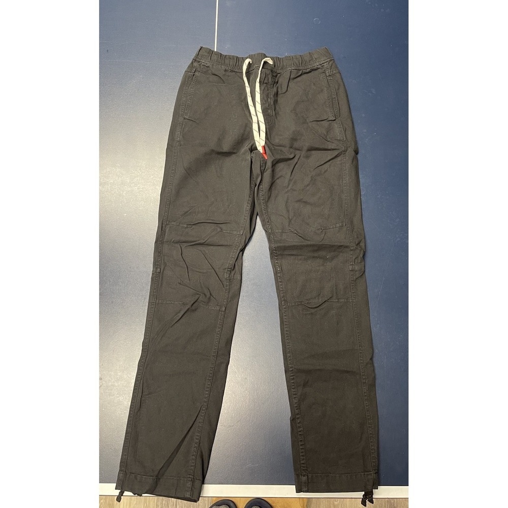 Topo Designs Dirt Pants Mens Small Black Canvas Elastic Drawstring Outdoor